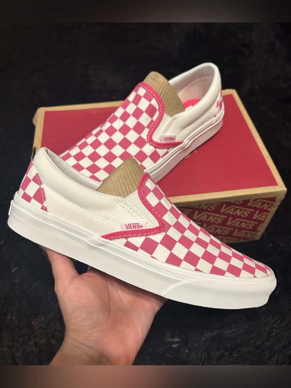 VANS checkerboard pink slip on shoes sneakers women’s 7 new in box